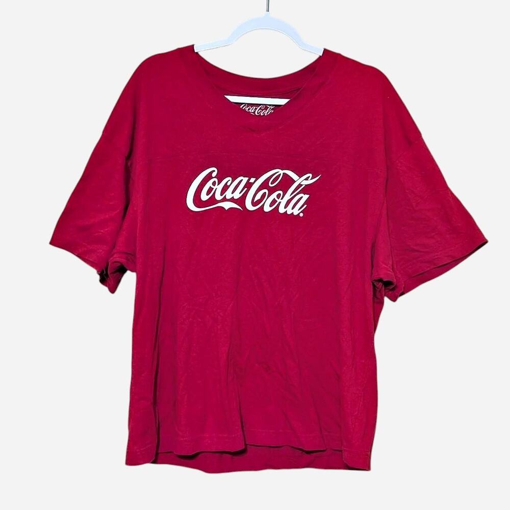 Red Coca Cola Womens Jersey With White Logo And 86 On The Back